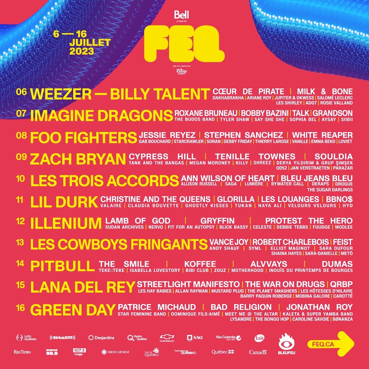 Plakát k vystoupení Foo's na Festival d'été de Québec (8. 7. 2023)